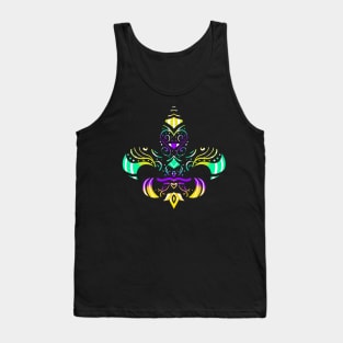 Purple, Green And Golden Patterned Fleur De Lis Tank Top